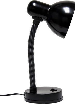 Simple Designs LD1003-BLK Basic Metal Desk Lamp with Flexible Hose Neck for Office, Living Room, Bedroom, College Dorm, Bookshelf, Black