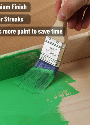 Bates- Paint Brushes, 6 Pack, Treated Wood Handle Brushes for Walls | for Stain Application and Interior Painting Projects