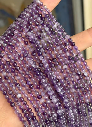MJDCB Natural Dreamy Amethyst Beads Round Stone Beads DIY Loose Beads for Jewelry Making Beads 15 inch (4mm)