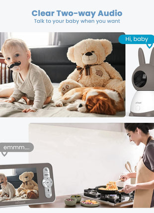 ieGeek 2K Split-Screen Baby Monitor, 5inch Audio Baby Monitor with 2 Cameras, WiFi Smartphone Video Dual Camera, Night Vision, Motion & Cry Detection, Two Way Talk Temper &Humidity Sensor