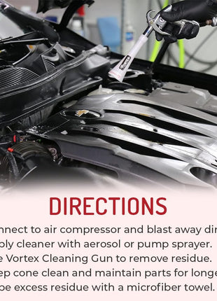 HI-TECH Vortex II Air Cleaning Gun – Pro Auto Detailing Tool for Deep Cleaning Interiors & Exteriors – Uses Air Compressor – Blasts Dust, Dirt & Grime Fast