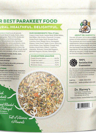 Dr. Harvey's Our Best Parakeet Food, Wholesome Seeds, Nuts, Fruits, and Vegetable Bird Feed for Budgies and Parakeets (4 Pounds/1.81 kg)
