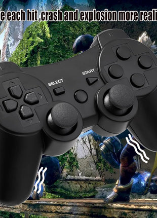 Diswoe Controller for PS-3, Wireless Bluetooth Controller Gamepad Joystick, Double Vibrating Controller for Play_station 3 with Charger Cable Cord Thump Grips