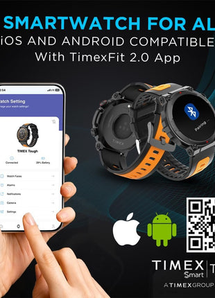 TIMEX Tough 1.43 inch Round AMOLED Rugged Smartwatch with 466x466 Pixel Resolution| Functional Crown|Bluetooth Calling| Metallic Body|Always On Display|AI Voice Assist|100+ Sports Modes|100+ Watchfaces