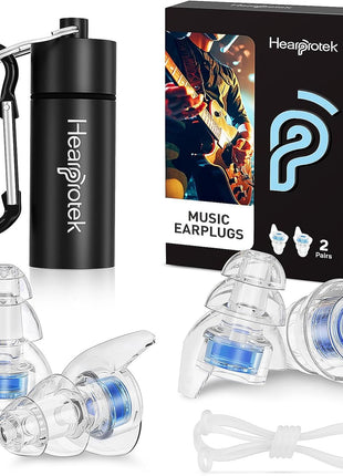 Hearprotek Concert Ear Plugs, 2Pairs Reusable high Fidelity Musician Ear Plugs for Concerts Loud Music-Noise Reduction Ear Protection earplugs for Rave,Festival,Music,Tinnitus Relief