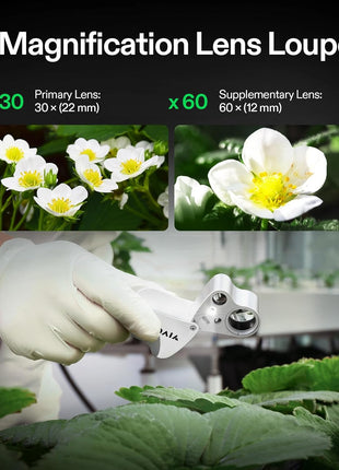 VIVOSUN 30X 60X Illuminated Jewelers Loupe Foldable Magnifier with LED Light for Jewelry Gems Watches Coins Stamps Antiques White