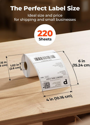 MUNBYN 4 inchx6 inch Direct Thermal Printer Label, Shipping Labels Compatible with Rollo, Jadens, Nelko, DYMO 4XL 1744907,1755120, 220 Sheets/Roll