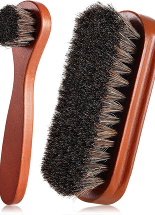 4 Pcs Horsehair Shine Shoes Brush Kit Polish Dauber Applicators Cleaning Leather Shoes Boots Care Brushes Suede Cleaner Brush with Microfiber Shoe Cloth(4 Pcs Style A)