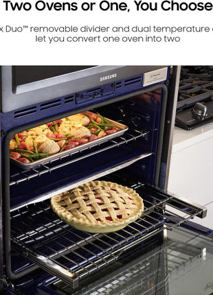 SAMSUNG 30" Smart Double Wall Oven w/Flex Duo, Steam Cook, Wi-Fi, Large Oven Capacity, NV51K7770DG/AA, Fingerprint Resistant Stainless Steel, Black