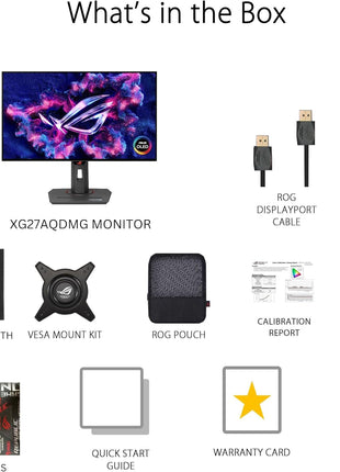 ASUS ROG XG27AQDMG 27 Inch 1440p 240Hz Glossy OLED Gaming Monitor | Custom Heatsink, Anti-Flicker, Uniform Brightness, 0.03ms, G-SYNC Compatible, 99% DCI-P3, for PS5 and Xbox