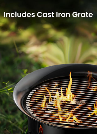 Ciays Large Propane Fire Pit 19 Inch, Gas Fire Pit with Grill Grate, Folding Legs, Hose Hooks, Propane Tank Holder, Cover & Carry Strap, Portable Outdoor Fire Pit for Camping, 58,000 BTU