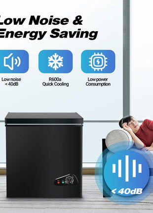 Chest Freezer 7.0 Cu.Ft Compact Chest Freezers with 7 Adjustable Thermostat Top Open Door Freezer Compressor Cooling with Removable Storage Basket for Home Bar Dorm