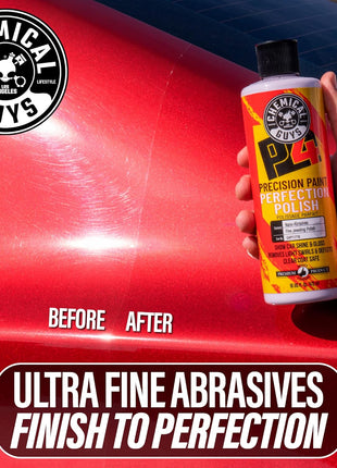 Chemical Guys C4 & P4 Clear Cut Correction Compound and Precision Paint Perfection Polish Combo - Removes Scratches, Swirls, Towel Marks, and Etching, Restores Gloss, Polishing Kit - 2 x 16 oz