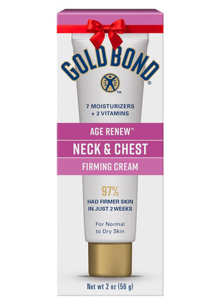 Gold Bond Age Renew Neck & Chest Firming Cream, 2 Oz, Hydrates, Renews, and Visibly Improves Firmness, Texture & Elasticity of Aging Skin, Non-Greasy, Dermatologist-Tested, Hypoallergenic, Unscented
