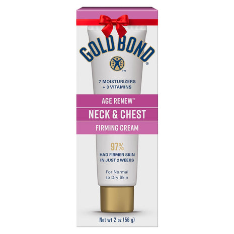 Gold Bond Age Renew Neck & Chest Firming Cream, 2 Oz, Hydrates, Renews, and Visibly Improves Firmness, Texture & Elasticity of Aging Skin, Non-Greasy, Dermatologist-Tested, Hypoallergenic, Unscented