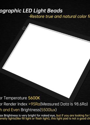 Slide Viewer Light Box 5600K 12"x8" Ultra-Thin Adjustable Brightness Backlight for Slides and Film Negative Scanning