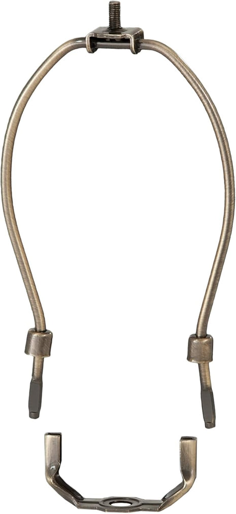 B&P Lamp® Tiny 4 Inch Lamp Shade Harp Holder for Table and Floor Lamps, Antique Brass Finish