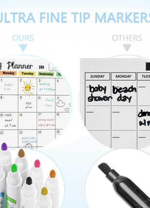 Hivillexun 3-Pack Magnetic Dry Erase Calendar Whiteboard Set for Fridge, Wall & Refrigerator Organisation – Monthly, Weekly & Daily Planners – Includes 8 Markers & Eraser