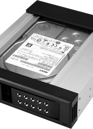 StarTech.com 5.25 inch to 3.5 inch Trayless Hard Drive Hot Swap Bay - Removable Hard Drive Bay for 3.5 inch SATA/SAS Drives - Aluminum (HSB1SATSASBA)