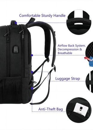 MATEIN Business Laptop Backpack, 15.6 Inch Travel Work Bag for Men Women | Water Resistant Daypack, Personal Item Bag Size, Anti Theft Pocket, Luggage Strap, Computer Backpack for Work College, Black