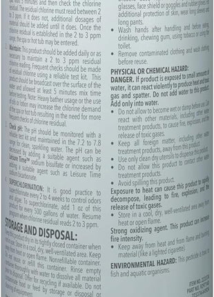 Leisure Time 22337A Spa 56 Chlorinating Granules, Bucket for Crystal Clear Water Maintenance, 2lbs