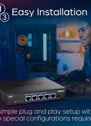 TRENDnet 5-Port 10G Switch, TEG-S750, 5 x 10G RJ-45 Ports, 100Gbps Switching Capacity, Supports 2.5G and 5G-Base-T Connections, Ethernet Splitter, NDAA & TAA Compliant, Lifetime Protection, Black