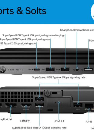 HP Pro 400 G9 Mini PC Desktop Computer, Intel CPU, 16GB DDR5 RAM, 256GB PCIe SSD, Triple 4K Display Support, USB-C, Ultra-Quiet Design, Bluetooth 5.2, WiFi 6, Keyboard and Mouse, Windows 11 Pro