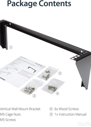 StarTech.com 2U Vertical Wall Mount Patch Panel Bracket - Steel Rack Mount Bracket w/Hardware for 19 inch Network, Server and Data Equipment , TAA (RK219WALLV)