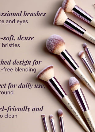 BS-MALL Makeup Brush Set 18 Pcs Professional Foundation Powder Concealers Eyeshadow Blush Synthetic Makeup Brushes with Labeled instruction Black Case Upgraded Version
