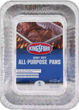 Kingsford Heavy Duty Large Aluminum Pans with Deep Sides, Disposable Foil Pans for Cooking, Baking, Grilling, Roasting, and Chafing Dishes, 15.75 x 11.25 x 2.63 Inches, 4 Count