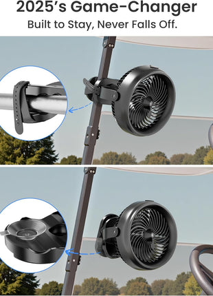 Koonie 10000mAh Battery Operated Misting Fan with Clip, Portable 8'' Mist Fan for Desk with Max. 48 Hours Runtime, 3Speeds, 2 Spray Modes, 200ML Tank for Golf Cart Home Office Travel Camping Stroller