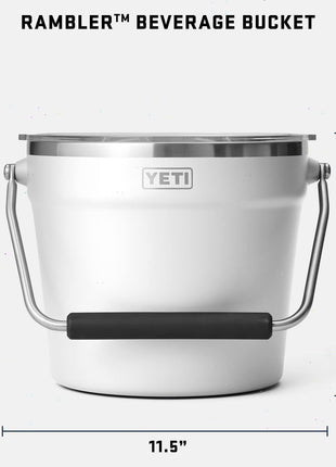 YETI Rambler Beverage Bucket, Double Wall Vacuum Insulated Ice Bucket with Lid, White