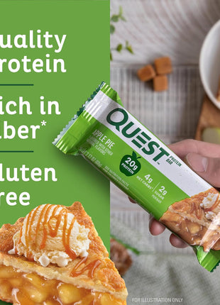 Quest Nutrition Apple Pie Protein Bar, 20g Protein, 4g Net Carbs, 2g Sugar, Gluten Free, Keto Friendly, 12 Count
