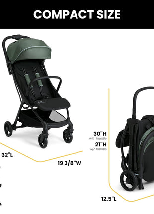 Jeep Altitude Compact Travel Stroller by Delta Children Greenguard Gold, Easy One Hand Fold, Lightweight, Extendable Canopy with Peek-a-Boo Window, Reclining Seat, 4 Wheel Suspension, Olive Green