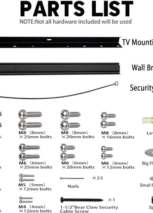 No Stud TV Wall Mount, Drywall Studless TV Hanger No Damage, No Drill, Non Screws, Dry Wall Flat Screen TVs Easy Install Bar Bracket fits VESA 12-55 inch TVs up to 99 lbs, Include Hardware Levels