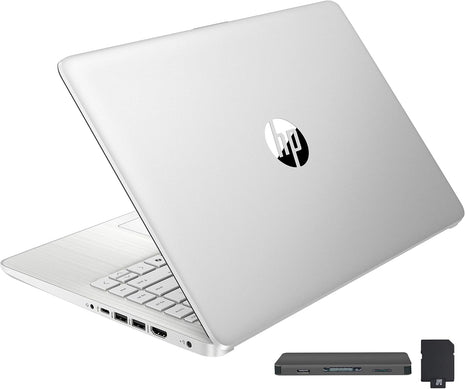HP Stream 14 inch HD BrightView Laptop, Intel Celeron N4120, 16GB RAM, 416GB Storage (128GB eMMC + 288GB Docking Station Set), Intel UHD Graphics, 720p Camera, Wi-Fi, 1 Year Office 365, Win 11 S, Silver
