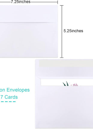 Joyberg 50 Packs 5x7 Envelopes, White A7 Envelopes for Invitations, Printable, Self Seal for Weddings, Invitations, Photos, Postcards, Greeting Cards, Mailing