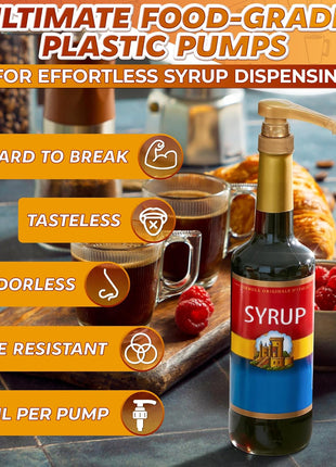 4 Pcs Coffee Syrup Pump Dispenser - Works as Skinny and Torani Syrup Pump - Fits Various 25.4 oz Bottles, Precise Dispensing 0.3oz & Lockable Design, Easy to Use & Clean, Ideal for Liquids
