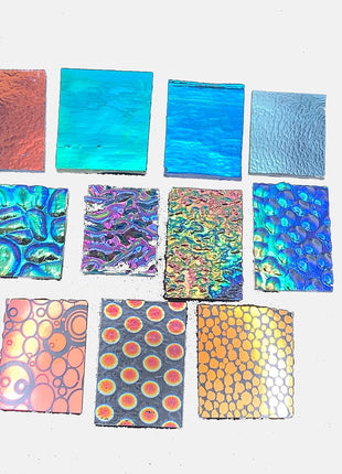 Assorted Fusible Dichroic Glass on Black & Clear Backing - COE 90-2 Oz.
