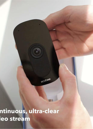 ecobee SmartCamera Indoor WiFi Security Camera, 1080p HD | Auto pan and zoom, Smoke alarm detection, 30-day video history, Two-way talk, On-device encryption, Alexa built-in