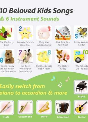 BEST LEARNING My First Piano Book - 20-Key Toy Piano for Kids Ages 3+ | Educational musical toy with 10 nursery rhymes and 6 instrument sounds; birthday gift for 3, 4, 5 year old girls and boys