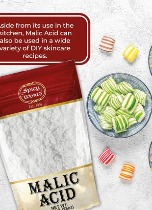 Spicy World Malic Acid Powder 1.75 LB (28oz) - Food Grade, Crystals, Tart Flavor - 1 Pack Each