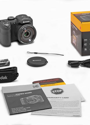Kodak PIXPRO AZ255-BK 16MP Digital Camera 25X Optical Zoom 24mm Wide Angle Lens Optical Image Stabilization 1080P Full HD Video 3 inch LCD Vlogging Camera (Black)