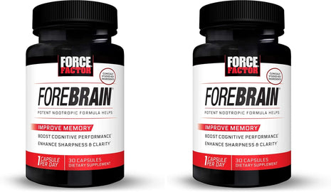 Forebrain Nootropic Brain Supplement to Improve Memory, Boost Focus, Increase Mental Energy, and Support Brain Health with Caffeine, Bacopa, and Huperzine A, Force Factor, 30 Capsules (Pack of 2)