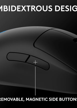Logitech G PRO 2 Lightspeed Wireless Gaming Mouse, Right- or Left-Handed Mouse with up to 4 Customizable and Switchable Magnetic Side Buttons, 44K DPI Sensor, USB-C Charging, for PC/Mac - Black