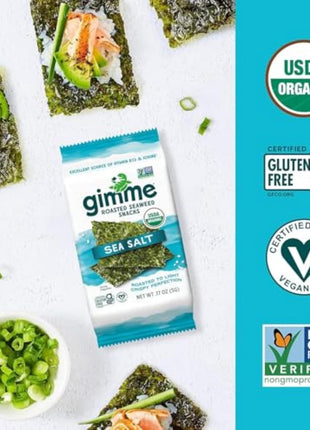 Gimme 6 CT Sea Salt Organic Roasted Seaweed Snacks, 5g, 0.17oz