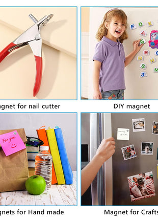 RHINOCATS 400Pcs Small Magnets, 4 Different Sizes Tiny Mini Magents, Multi-Use for Fridge, DIY, Office, Hobbies, Crafts and Science