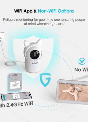 ieGeek Baby Monitor with Camera and Audio, 5inch Large HD Display(No WiFi) & 1080P Camera & Free Smart App(WiFi), Upgraded Night Vision/PTZ/2-Way Audio/Auto Tracking Detection Notification and Alert