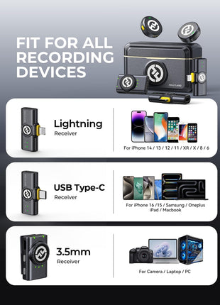 Hollyland Lark M2 Wireless Microphone for iPhone/Camera/Android/PC, 48kHz/24 bit High Fidelity Audio, 300m Range, Noise Cancelling, 40h Use, YouTube, Vlog, Streaming (2Tx  3Rx  Charging Case)