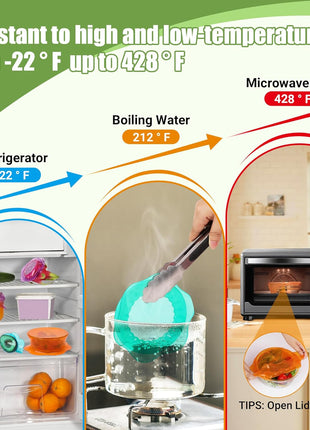 Silicone Stretch Lids for Food Storage in Fridge, Reusable Elastic Bowl Covers for Cup, Cans, Jars, Round & Rectangle Container, Food Grade Silicone Microwave Food Cover, Heat-Resistant, 6PCS